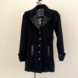 Black tweed trench jacket XS Guess very classic and timeless Blazer Jacket
